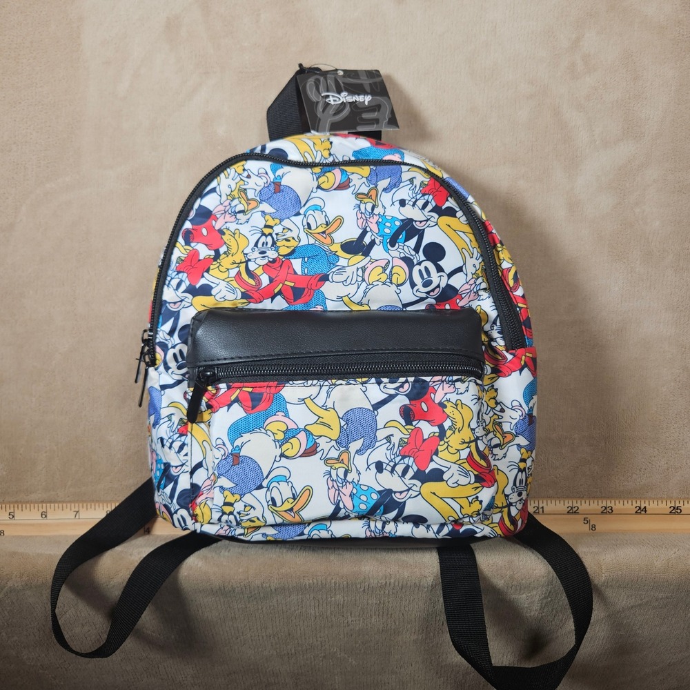 NWT Disney Mickey and Friends Mini Backpack Bioworld All Over Print White